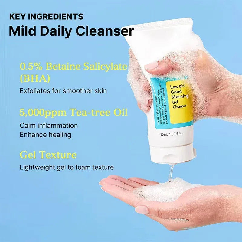 Low Ph Good Morning Gel Cleanser Daily Mild Face Cleanser Sensitive Skin Bha & Tea-tree Oil Ph Balancing Korean Skincare Hot