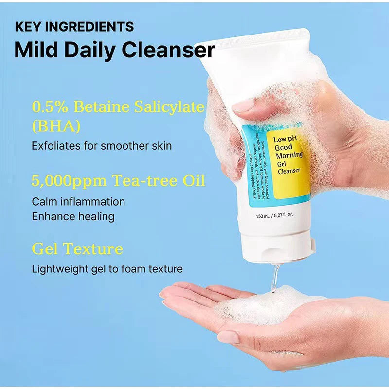 Low Ph Good Morning Gel Cleanser Daily Mild Face Cleanser Sensitive Skin Bha & Tea-tree Oil Ph Balancing Korean Skincare Hot