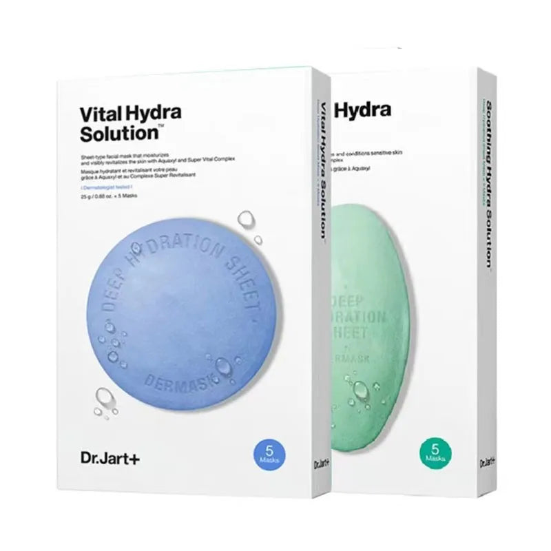 5 pcs Dr. Jart+ Dermask Water Jet Soothing Hydra Solution Korea Face Mask with Hyaluronic Acid Peeling Face Mask
